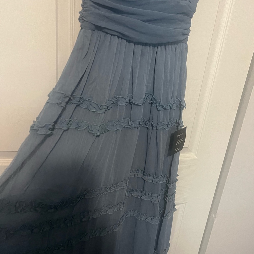 Lulu's Dusty Blue Tiered Maxi Dress - Picture 8 of 11